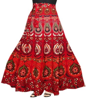 Unique Choice Printed Women Wrap Around Maroon Skirt