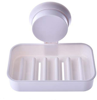 

Everyday shop Single Layer Soap Box Suction Cup Holder Rack Bathroom Shower Soap Dish Hanging Tray Wall Holder Storage Holder(White)