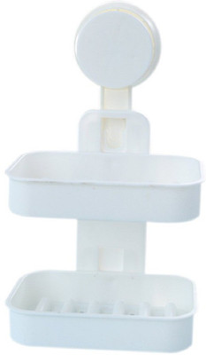 

Everyday shop Double Layer Soap Box Suction Cup Holder Rack Bathroom Shower Soap Dish Hanging Tray Wall Holder Storage Holders(White)