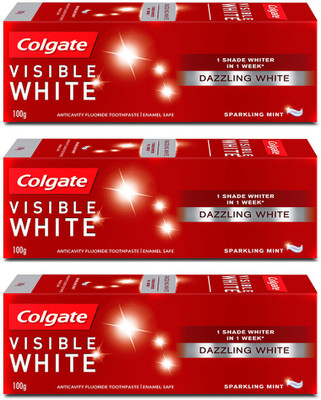 

Colgate Toothpaste, Visible White Sparkling mint- 100gm (Pack of 3) Toothpaste(300 g, Pack of 3)