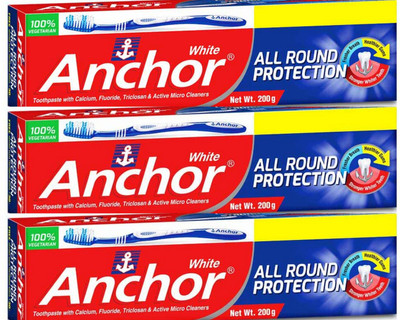 ANCHOR White Tooth Paste Toothpaste(200 g, Pack of 3)