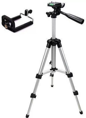 

Nmra Enterprises R_011 Tripod-3110 Portable Adjustable Aluminum Lightweight Camera Stand With Three-Dimensional Head & Quick Release Plate For Video Cameras and mobile Tripod(Black, Silver, Supports Up to 1000 g)