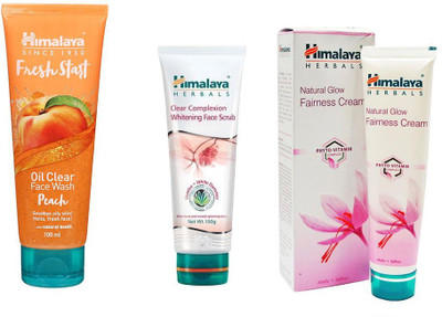 Himalaya Oil Clear Peach Face Wash Clear Complexion Face Scrub Natural Glow Face Cream Set Of 3