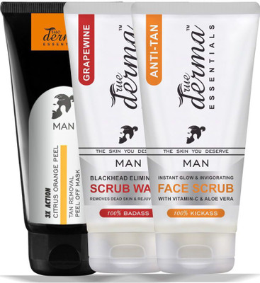 

True Derma Essentials Citrus Orange Peel Off Mask + Grapewine Scrub Wash + Anti-Tan Face Scrub(Set of 3)