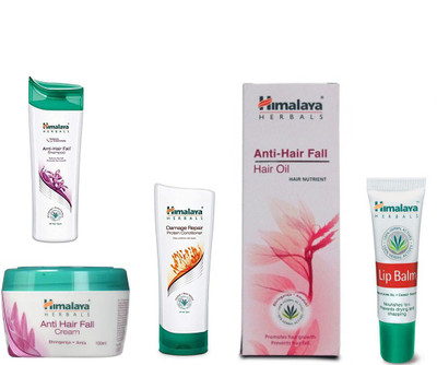 

Himalaya anti hair fall oil, anti hair fall cream, anti hair fall shampoo, damsge repaire conditionar, lip balm(Set of 5)