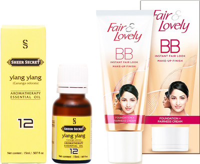 

Sheer Secret Ylang Ylang Essential Oil 15 ml and Fair & Lovely BB Foundation + Fairness Cream 40 Grams(Set of 2)