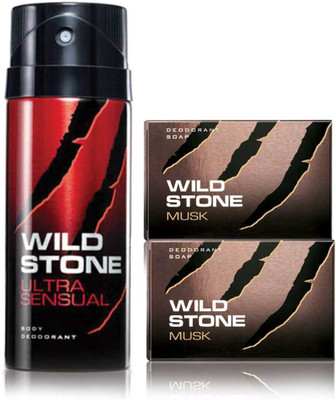 

Wild Stone Ultra Sensual Deodorant and 2 Musk 75gm Soap(Set of 3)