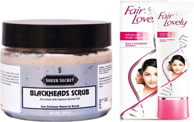 

Sheer Secret Blackheads Scrub 300ml and Fair & Lovely Advance Multi Vitamin Cream 80 Grams(Set of 2)