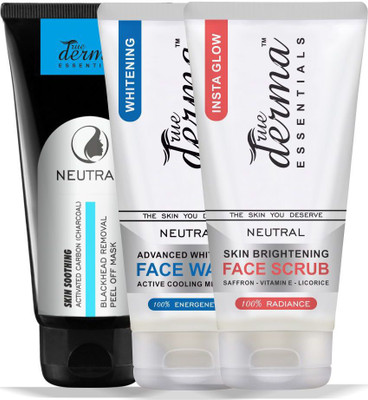 

True Derma Essentials Activated Carbon Peel Off Mask + Whitening Face Wash + Insta Glow Face Scrub(Set of 3)