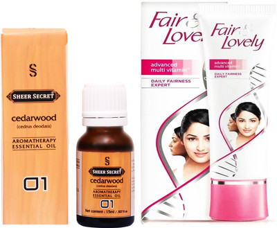 

Sheer Secret Cedarwood Essential Oil 15 ml and Fair & Lovely Advance Multi Vitamin Cream 80 Grams(Set of 2)