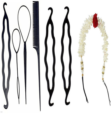 

S R Enterprises hair combo set diy kit ,gajra and twists [pack of 7pcs](Set of 7)