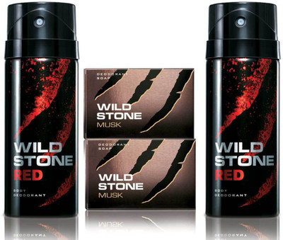 

Wild Stone 2 Grey Deodorant and 2 Musk 75gm Soap(Set of 4)