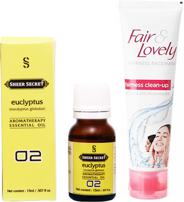 

Sheer Secret Euclyptus Essential Oil 15 ml and Fair & Lovely Fairness Instant Glow Clean-up face wash 100 ml(Set of 2)