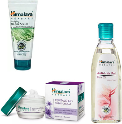 

Himalaya neem face scrub, anti hair fall oil, night cream(Set of 3)