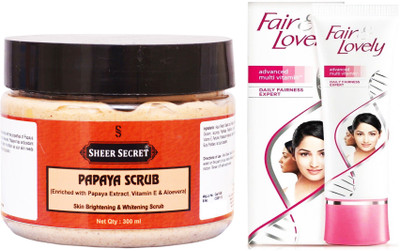 

Sheer Secret Papaya Scrub 300ml and Fair & Lovely Advance Multi Vitamin Cream 80 Grams(Set of 2)