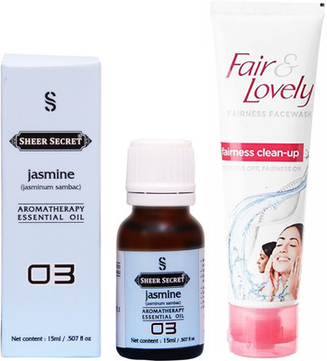 

Sheer Secret Jasmine Essential Oil 15 ml and Fair & Lovely Fairness Instant Glow Clean-up face wash 100 ml(Set of 2)