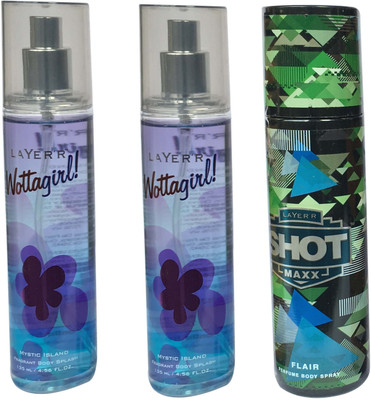 

LAYER'R FLAIR AND MYSTIC ISLAND (PACK OF 3) Body Spray - For Men & Women(135 ml, Pack of 3)