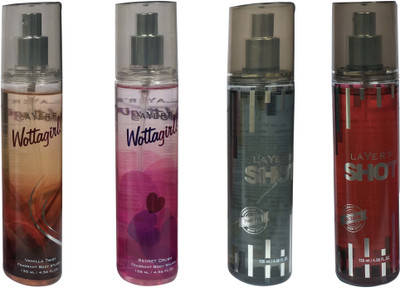 

LAYER'R SECRET CRUSH,POWER PLAY, ROYAL JADE ,VANILLA TWIST (PACK OF 4) Body Spray - For Men & Women(135 ml)