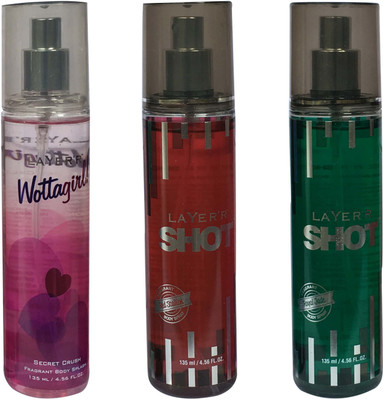 

LAYER'R RED STALLION, ROYAL JADE SECRET CRUSH (PACK OF 3) Body Spray - For Men & Women(135 ml)