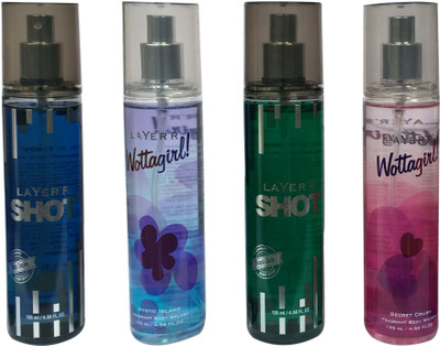 

LAYER'R DEEP DESIRE , MYSTIC ISLAND, ROYAL JADE AND SECRET CRUSH (PACK OF 4) Body Spray - For Men & Women(135 ml)