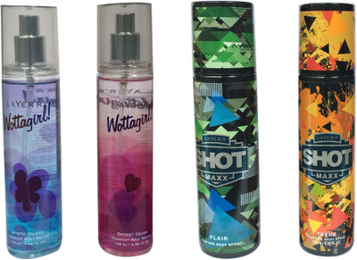 

LAYER'R SECRET CRUSH,MYSTIC ISLAND, FLAIR,TREND (PACK OF 4) Body Spray - For Men & Women(135 ml, Pack of 4)