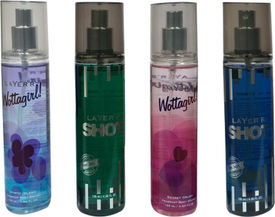 

LAYER'R MYSTIC ISLAND, ROYAL JADE, DEEP DESIRE AND SECRET CRUSH (PACK OF 4) Body Spray - For Men & Women(135 ml)