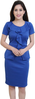 CRAZEVILLA Women Sheath Blue Dress