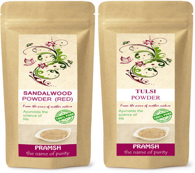 

PRAMSH Premium Quality Red Sandalwood 200gm & Tulsi Leafs 200gm Powder Combo(400 g)