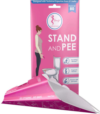 

Sanfe Pack of 80 Travel Hygiene Kit | Disposable Portable Urination Funnel for Female | Stand and Pee Disposable Urinal | Safe Stand and Pee for Women Disposable Female Urination Device(Pink, Pack of 80)