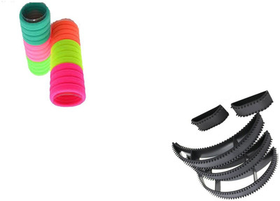 

S R Enterprises hair fashion multicolour rubber band and puff maker bumpits (pack of29pcs) Hair Accessory Set(Multicolor, Black)