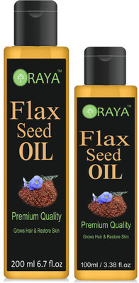 

ORAYA Flaxseed Oil, 100% Pure, Natural & Undiluted-Combo pack of 2(200 ml and 100 ml) bottles (300 ml) Hair Oil (300 ml) Hair Oil(300 ml)