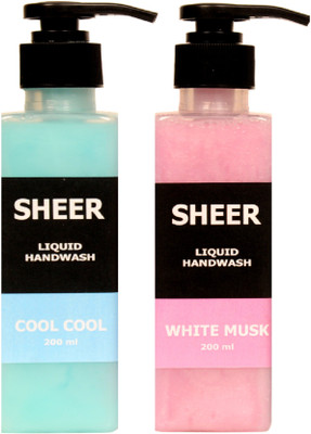 

Sheer Premium Liquid Hand wash Cool-Cool.White Musk (200ml each)(400 ml, Pump Dispenser, Pack of 2)