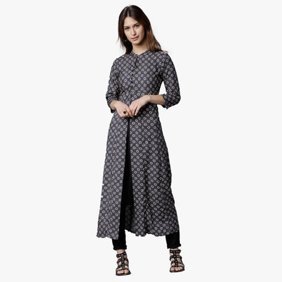 Vishudh Women Printed Frontslit Kurta(Multicolor)