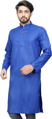 Paasbaan Men Solid Straight Kurta(Blue)