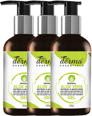 True Derma Essentials Aloe Vera Gel (92% Bio Active Aloe Extracts) Refreshing & Moisturizing Gel(200 ml)