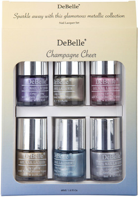 

DeBelle Nail Lacquer set Champagne Cheer gift pack of 6 Chrome wine, Chrome Silver,Chrome Glaze,Chrome Gold ,Aqua Frenzy & Rustique Gold(Pack of 6)