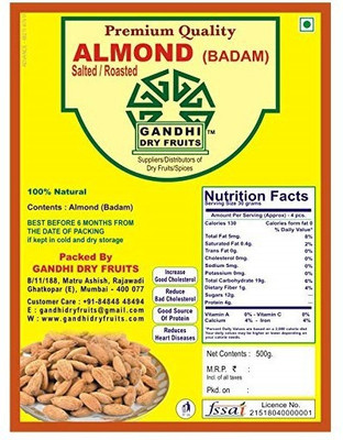 

Gandhi Dry Fruits Grade Quality (500 grams) Almonds(500 g, Box)
