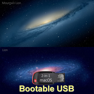 OSGuru MLLI2IN1 2-in-1 OS X Mountain Lion (10.8.5) | OS X Lion (10.7.5) Reinstall/Repair/Restore/Upgrade 16GB Bootable USB Pen Drive (64-Bit)