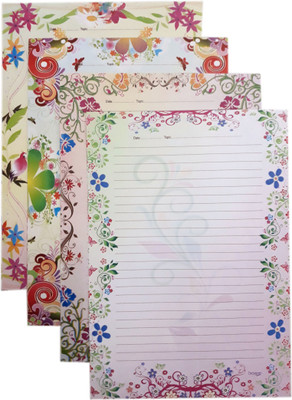 MAJESTIC BASKET High Quality ART & CRAFT DESIGNER SHEETS FOR PROJECT [Pack of 40 sheets with 4 different styles] One Side Ruled Lines A4 80 gsm Multipurpose Paper(Set of 1, Multicolor)