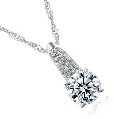 Divastri A5 Grade Crystals Celestial Spark Micro Pave Set Crystal Pendant for Women and Girls Silver Crystal Metal Pendant