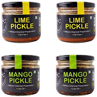 

ZAAIKA Premium Quality Mango and Lemon Pickle Low Oil Home Made Achar 200gm Each (Combo Pack 4) Lemon, Mango Pickle(800.0 g, Pack of4)