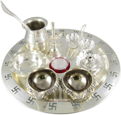 GoldGiftIdeas 9 Inch Poojan Swastik Silver Plated(Silver)