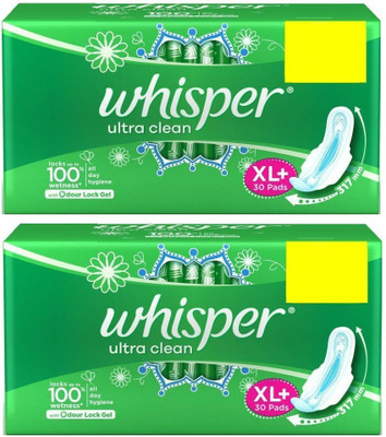 

Whisper Ultra Clean 30+30 Sanitary Pad Sanitary Pad(Pack of 2)