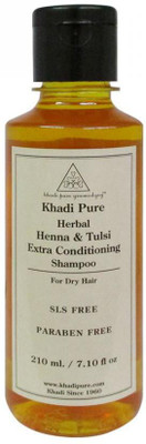 

Khadi Pure Herbal Henna & Tulsi Extra Conditioning Shampoo SLS-Paraben Free - 210ml(210 ml)