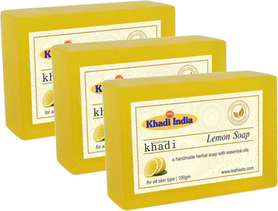 

LEAFVEDA Khadi Lemon Soap 100gm Pack of 3(300 g, Pack of 3)
