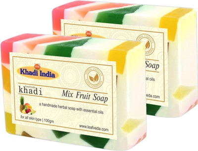 

LEAFVEDA Khadi Mix Fruit Soap 100gm Pack of 2(200 g, Pack of 2)
