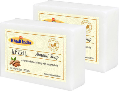 

LEAFVEDA Khadi Almond Soap 100gm Pack of 2(200 g, Pack of 2)