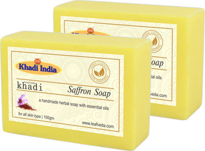 

LEAFVEDA Khadi Saffron Soap 100gm Pack of 2(200 g, Pack of 2)