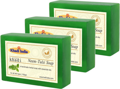 

LEAFVEDA Khadi Neem-Tulsi Soap 100gm Pack of 3(300 g, Pack of 3)
