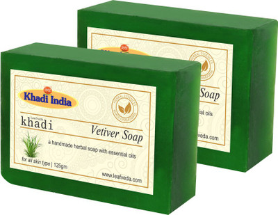 

LEAFVEDA Khadi Vetiver Soap 125gm Pack of 2(250 g, Pack of 2)